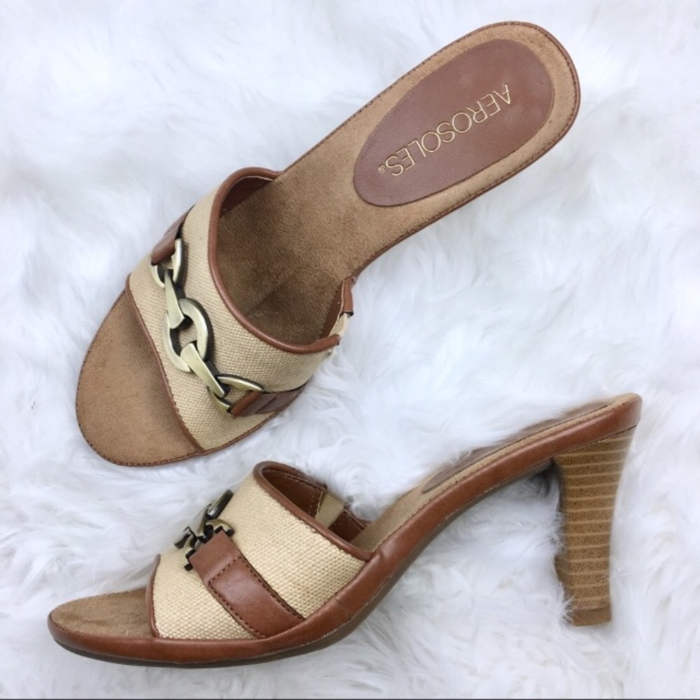 Aerosoles | Brown & Brass Sandals Heels 6.5